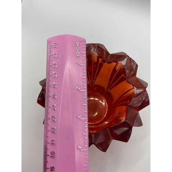 Mikasa Skyline-XMAS Red Glass Votive Candle Holder 4.5" Czech Republic Faceted D - Picture 8 of 9